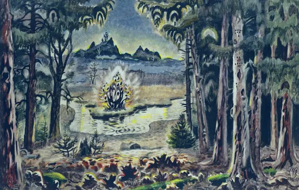 Charles Ephraim Burchfield, Dawn in Hemlock Woods, 1946-61