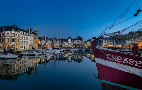 Picture France, Marina, boats, the evening, Honfleur