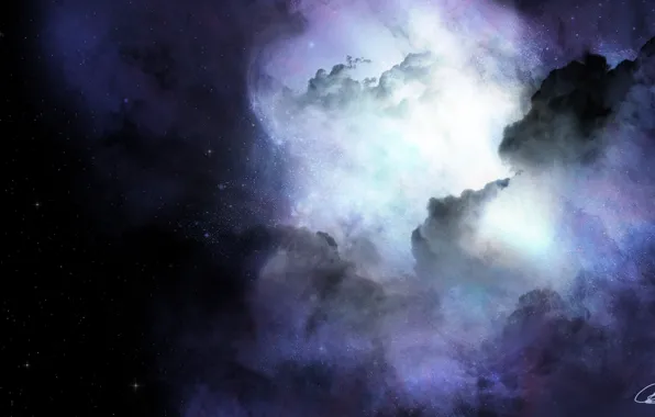 Space, stars, clouds, nebula, glow
