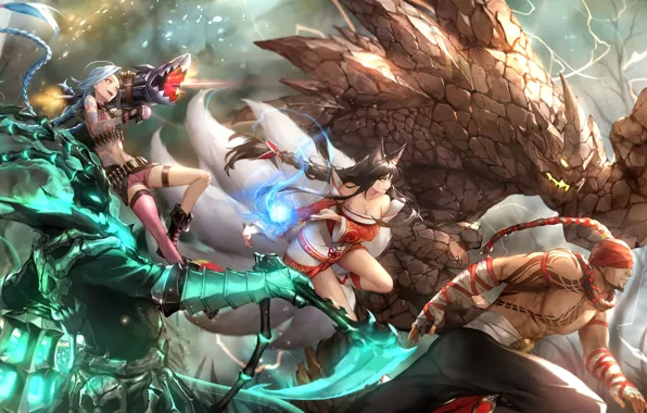 Fantasy, characters, League of Legends, Ahri, League Of Legends, Jinx, Lee Sin, Thresh