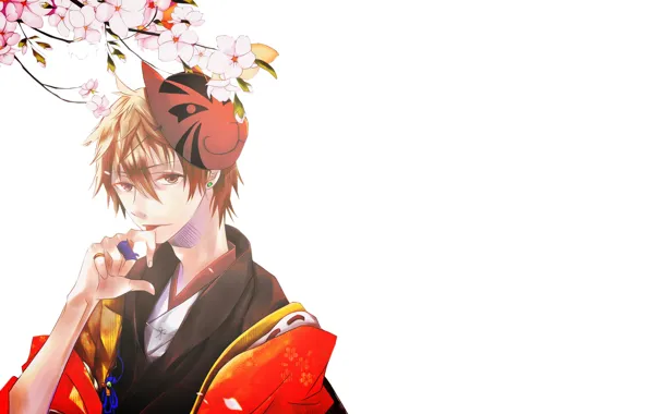 Sakura, guy, kimono, by imaginarywhitecat, miyaji ryunosuke