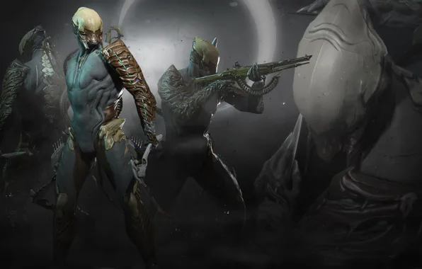 Weapons, collage, the game, warrior, armor, character, Warframe