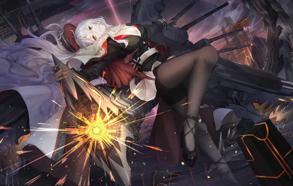 Girl, weapons, Pose, Azur Lane