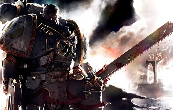 Warhammer 40k, bolter, Luna Wolves, Sons of Horus, Captain Garviel Loken, former Legion's iconography, chain …