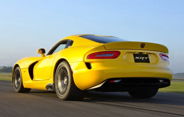 Picture the sky, yellow, Dodge, Dodge, supercar, Viper, rear view, GTS