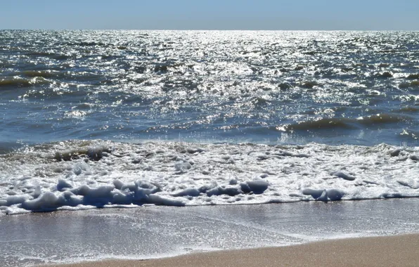 Picture sea, wave, beach, the sun, sea foam