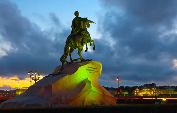 Night, Saint Petersburg, the bronze horseman