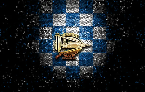 Wallpaper, sport, logo, football, La Liga, glitter, checkered, Deportivo Alaves