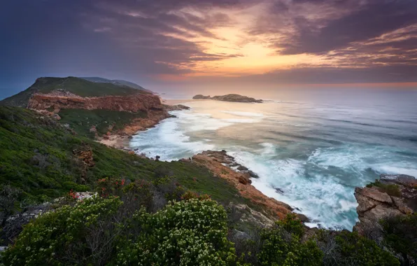 Sea, sunset, the evening