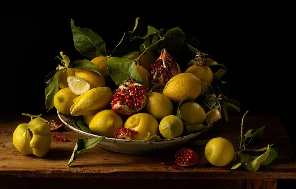 Lemon, butterfly, garnet