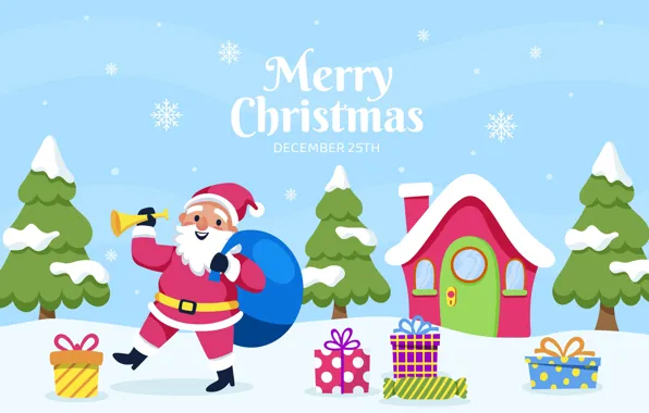 Winter, snow, snowflakes, the inscription, graphics, Christmas, gifts, New year