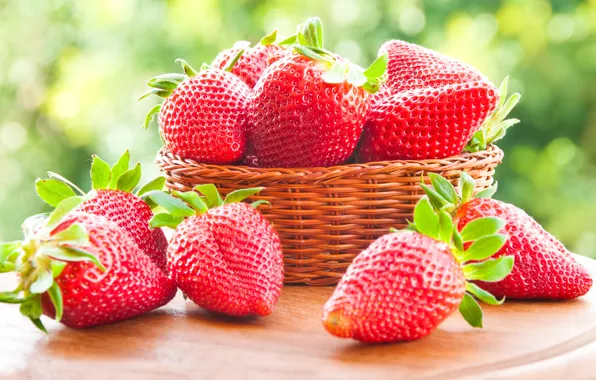 Berries, strawberry, red, basket, red, fresh, ripe, sweet