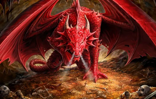 Picture Dragon, handsome, The hobbit, The Hobbit, Smaug, Dragon's Lair. Anne Stokes, Ironshod