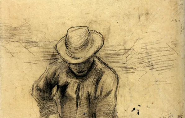 Hat, male, Vincent van Gogh, Peasant with a Fork