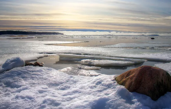 Landscape, nature, ice, spring