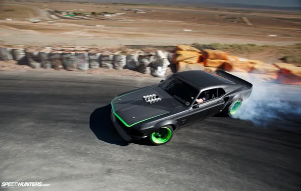 Picture smoke, mustang, drift, ford, black, rtr-x