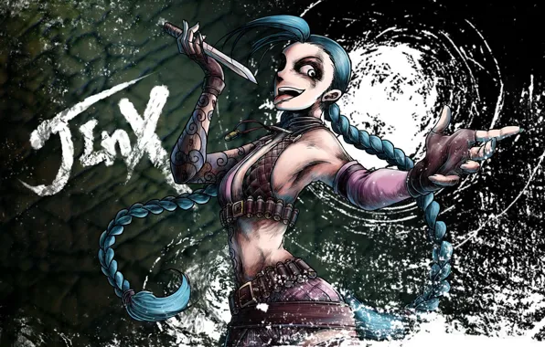 Girl, knife, League of Legends, Jinx