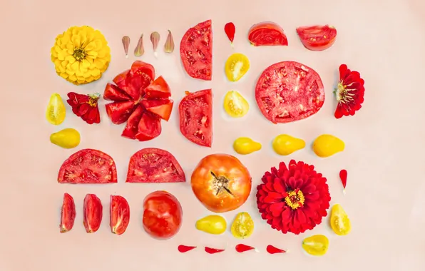 Flowers, food, vegetables, tomato, tomato