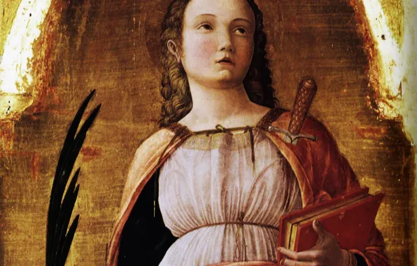 Andrea Mantegna, 1455, detail, Sainte, Justine of Padua