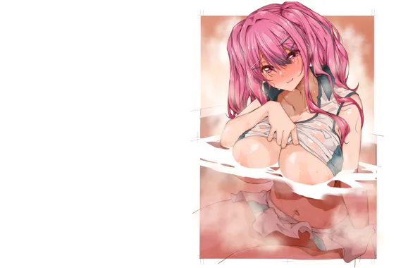 Hot, sexy, wet, boobs, anime, water, censored, bath