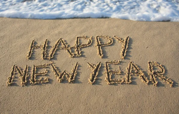 Sand, sea, beach, beach, sea, sand, New Year, Happy