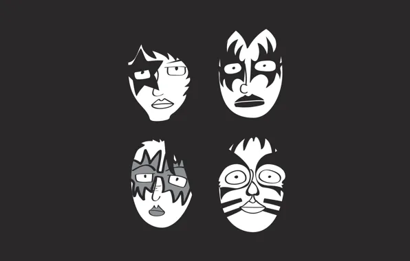 Picture minimalism, group, rock, mask, rock, kiss, glam, kiss