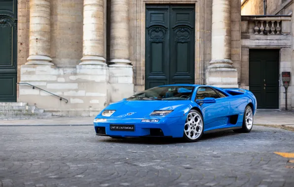 Blue, Lamborghini, The building, Blue, Diablo, Lamborghini, Diablo, Supercar
