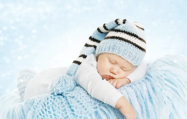Sleep, boy, sleeping, plaid, basket, cap, Inara Prusakova