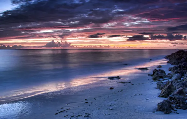 Sunset, The ocean, Fioletowy