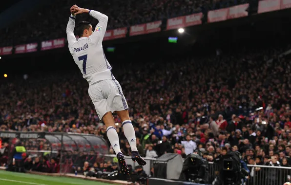 Pose, smile, jump, football, medal, flight, Portugal, Cristiano Ronaldo