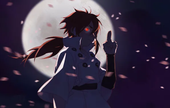Night, the moon, naruto, naruto, art, sharingan, Ootsutsuki Indra, by_ supper Creek Creek
