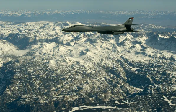 Mountains, landscape, Lancer, bomber, B-1B, strategic, supersonic