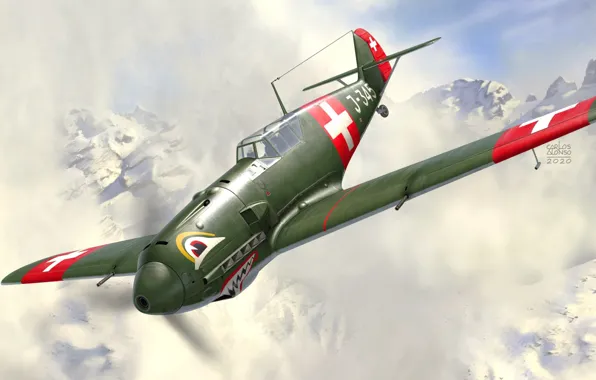 Fighter, Switzerland, Messerschmitt Bf 109E-3, Carlos Alonso