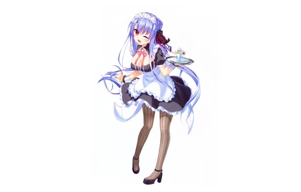 Girl, sexy, cleavage, thighhighs, long hair, dress, legs, boobs