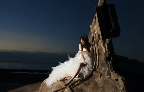 Picture girl, night, Asian