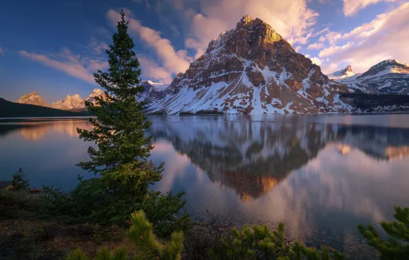 Mountains, lake, Canada, Albert, Banff, Bow Lake, Bow
