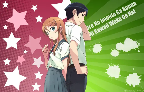 Girl, anime, art, guy, two, Oreimo
