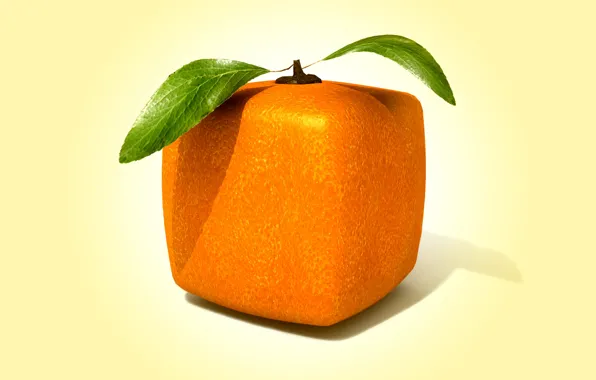 Picture rendering, square, orange, cube, square orange