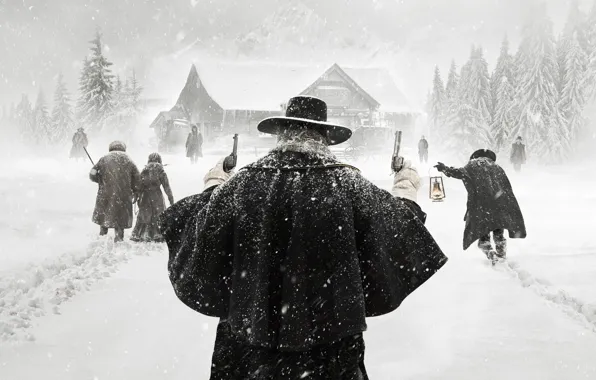 Picture Winter, Snow, Men, Woman, Kurt Russell, SHERIFF, Movie, Film