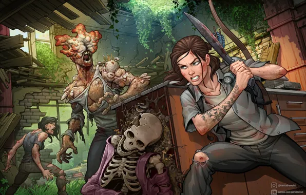 Girl, art, Patrick Brown, naughty dog, ellie, the last of us part 2