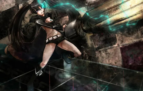 Picture girl, weapons, anime, art, black rock shooter, insane black rock shooter, Mato KURO, kyo sayuki