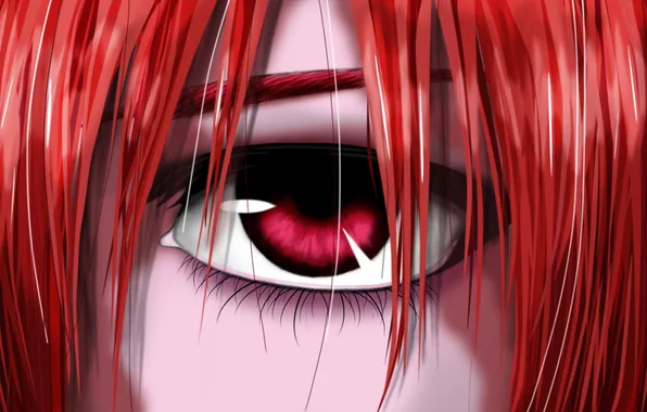 Picture red hair, red eye, elfen lied