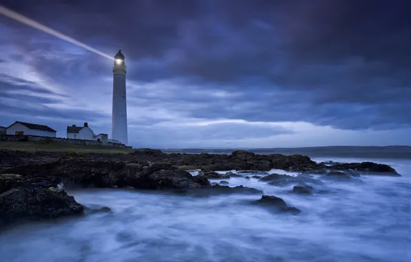 Picture sea, shore, lighthouse, the evening, twilight, learn