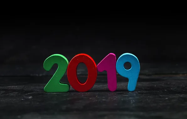 Colorful, New Year, figures, black background, black, background, New Year, Happy