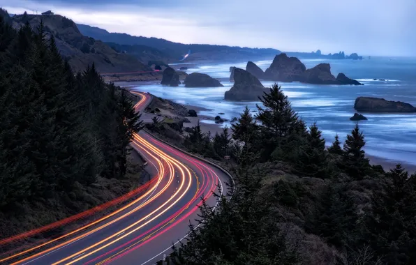 Road, light, the ocean, excerpt