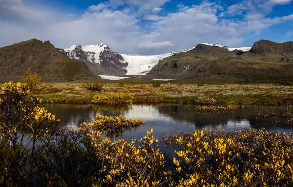 Picture snow, mountains, nature, lake, Iceland