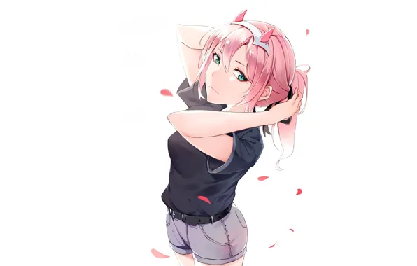 Girl, shorts, anime, art, t-shirt, 002, Darling In The Frankxx, Cute in France