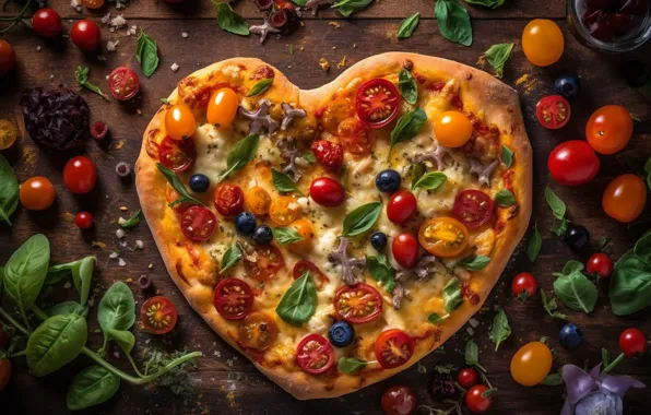 Berries, table, heart, Board, food, cheese, blueberries, placer