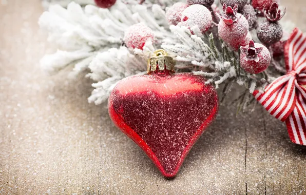 Winter, snow, decoration, heart, New Year, Christmas, new year, Christmas