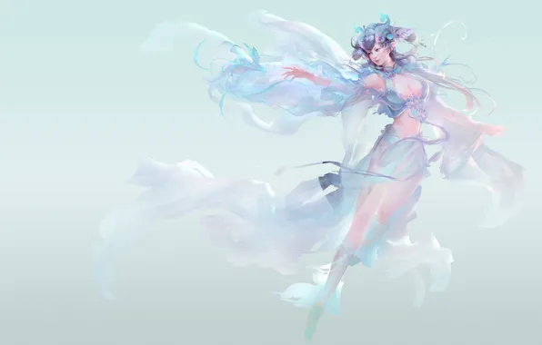 Picture tenderness, the game, anime, art, girl. the wind